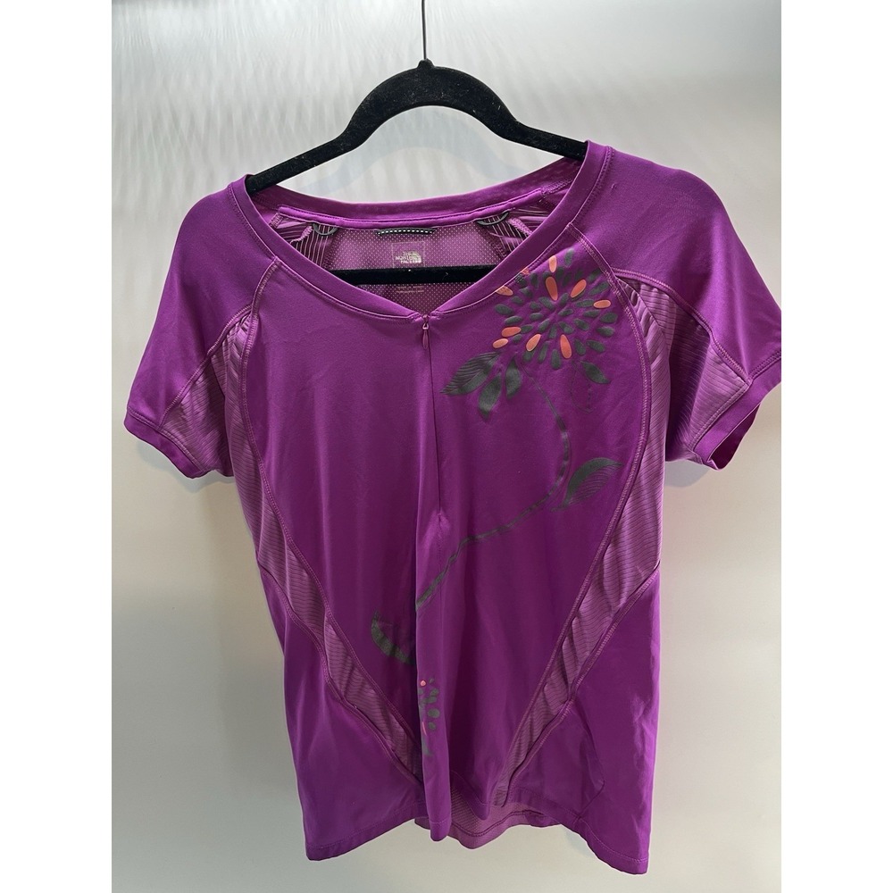 The North Face Purple Ladies Cycling Top Large Small Hole On Shoulder Outdoor